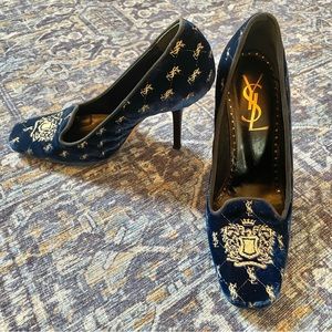 Yves Saint Laurent Blue Velvet High Heels